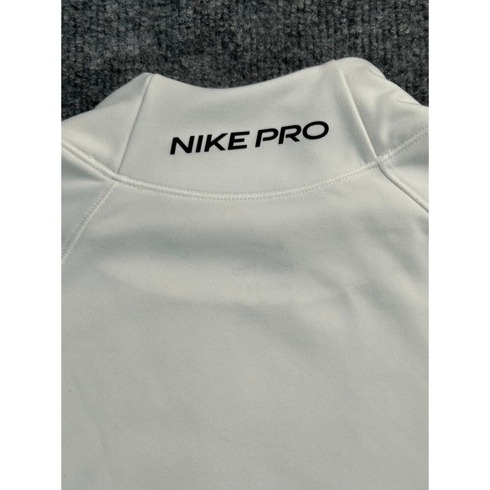 Nike Pro Dri-FIT Mock Neck Crop Top WMS XL White Long Sleeve Compression Shirt - Picture 5 of 7